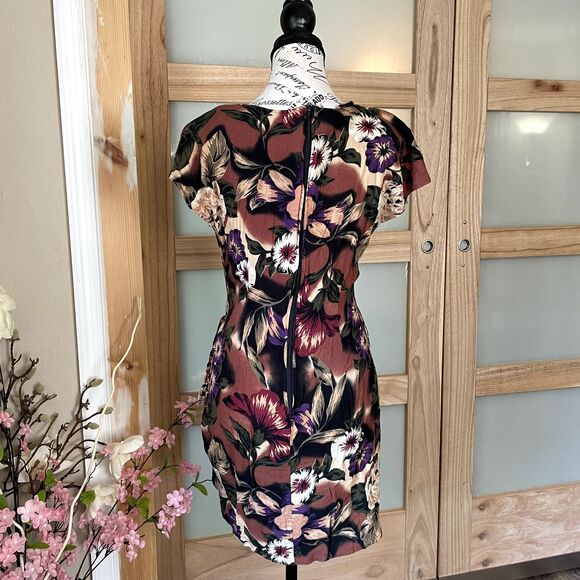 Knapp Studio Women Floral Casual Fall Autumn Colors Woman Wrap Mini Dress - Picture 7 of 14